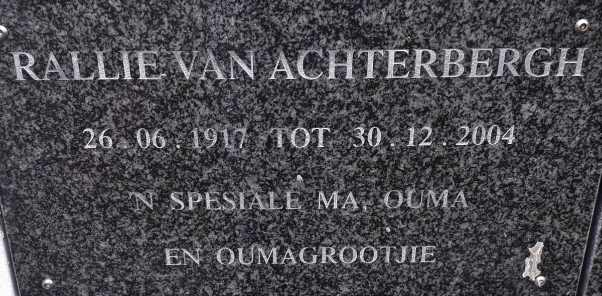 ACHTERBERGH Rallie, van 1917-2004