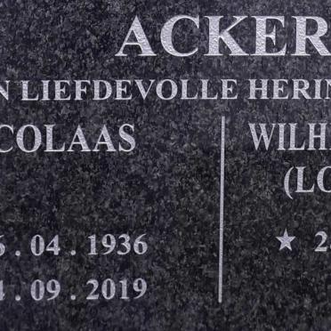 ACKER Nicolaas 1936-2019 &amp; Wilhelmina H.C. LOMBARD 1940-