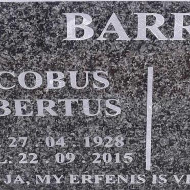 BARRY Jacobus Albertus 1928-2015