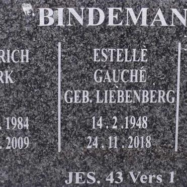 BINDEMANN Dirk Johannes 1948- &amp; Estelle Gauche LIEBENBERG 1948-2018