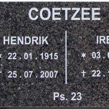 COETZEE Hendrik 1915-2007 &amp; Irene 1912-2008