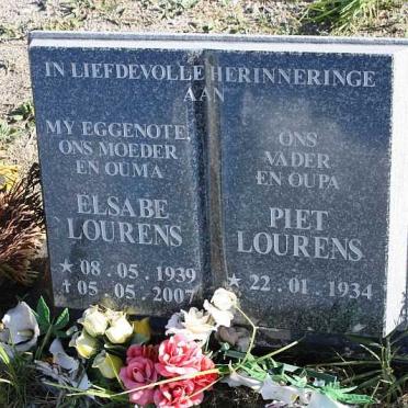 LOURENS Piet 1934- &amp; Elsabe 1939-2007