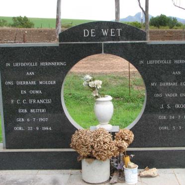 WET J.S., de 1909-1981 &amp; F.C.C. BESTER 1907-1984