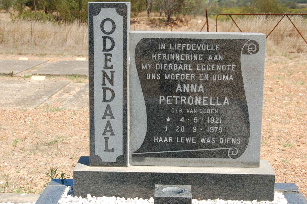 ODENDAAL Anna Petronella nee VAN EEDEN 1921-1979