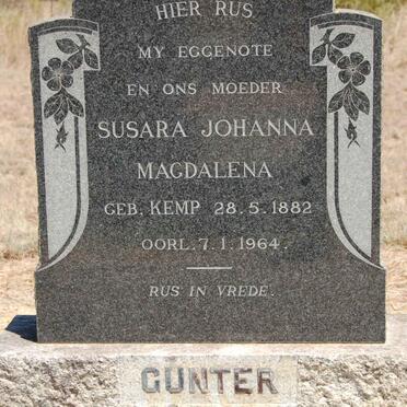 GUNTER Susara Johanna Magdalena nee KEMP 1882-1964