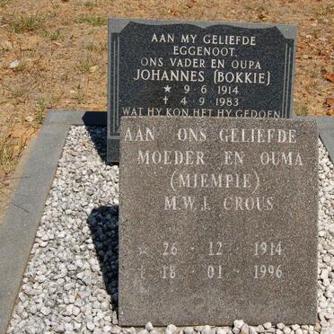 CROUS Johannes 1914-1983 &amp; M.W.J. 1914-1996