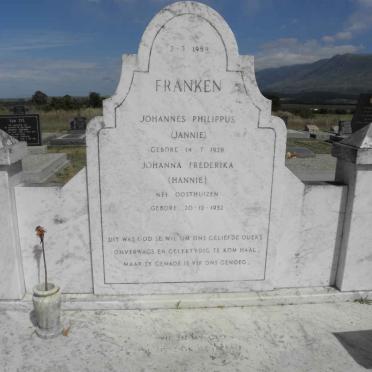 FRANKEN Johannes Phillipus 1928-1989 &amp; Johanna Frederika OOSTHUIZEN 1932-1989