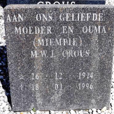 CROUS M.W.J. 1914-1996