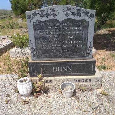 DUNN Paul 1888-1972 &amp; Christina Magdalena GUNTER 1888-1963