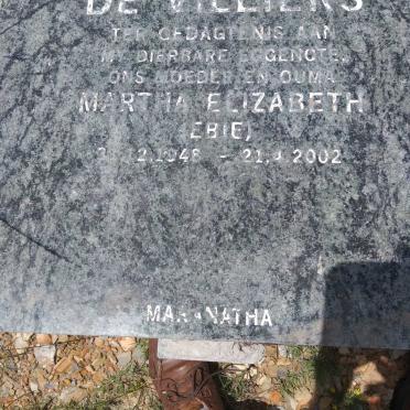 VILLIERS Martha Elizabeth, de 1948-2002