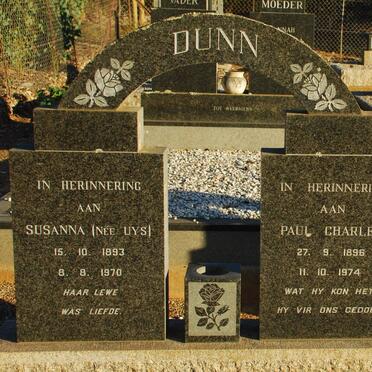 DUNN Paul Charles 1896-1974 &amp; Susanna UYS 1893-1970