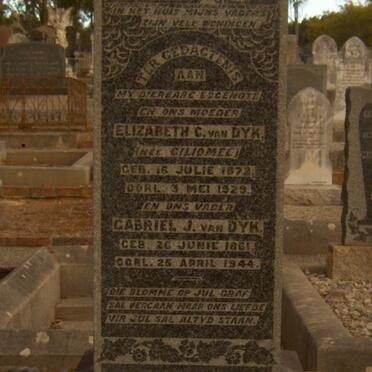 DYK Gabriel J., van 1861-1944 &amp; Elizabeth C. GILIOMEE 1872-1929