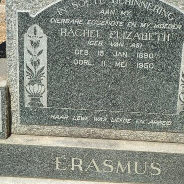 ERASMUS Rachel Elizabeth nee VAN AS 1890-1950