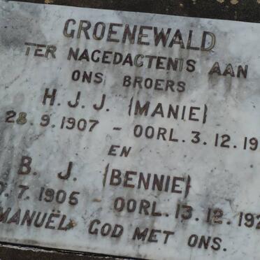 GROENEWALD B.J. 1905-1928 :: GROENEWALD H.J.J. 1907-1928 
