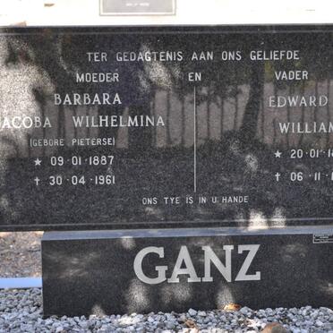GANZ Edward William 1883-1981 &amp; Barbara Jacoba Wilhelmina PIETERSE 1887-1961