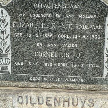 GILDENHUYS Cornelius J. 1890-1974 &amp; Elizabeth F. RADEMAN 1895-1956