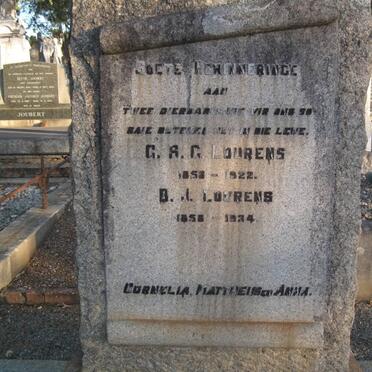 LOURENS G.B.G. 1858-1922 &amp; LOURENS B.J. 1858-1934