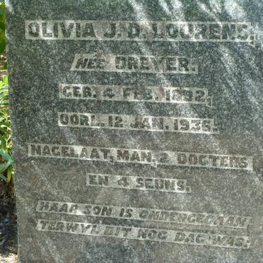 LOURENS Olivia J.D. nee DREYER 1892-1936