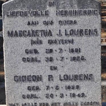 LOURENS Gideon P. 1859-1949 &amp; Margaretha J. EKSTEEN 1861-1926