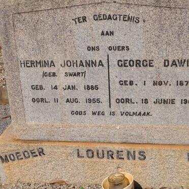 LOURENS George Dawid 1878-1964 &amp; Hermina Johanna SWART 1885-1955