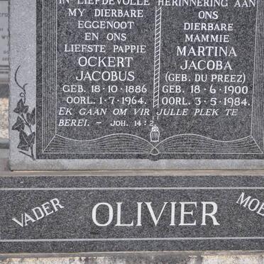 OLIVIER Ockert Jacobus 1886-1964 &amp; Martina Jacoba DU PREEZ 1900-1984