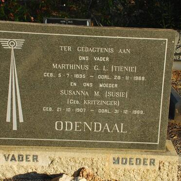 ODENDAAL Marthinus G.L. 1895-1969 &amp; Susanna M. KRITZINGER 1907-1969