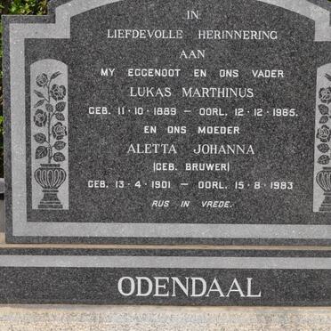 ODENDAAL Lukas Marthinus 1889-1965 &amp; Aletta Johanna BRUWER 1901-1983