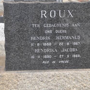 ROUX Hendrik Hermanus 1888-1967 &amp; Hendrika Jacoba 1890-1969