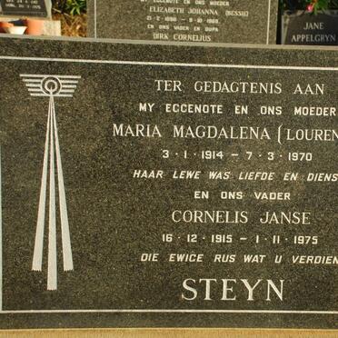 STEYN Cornelis Janse 1915-1975 &amp; Maria Magdalena LOURENS 1914-1970