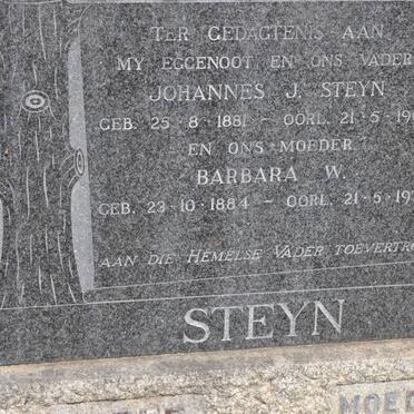 STEYN Johannes J. 1881-1963 &amp; Barbara W. 1884-1979