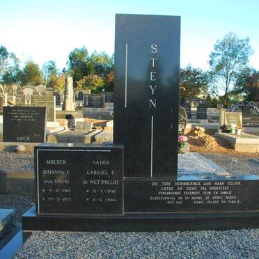 STEYN Gabriel F. de Wet  1898-1981 &amp; Johanna C. STEYN 1902-1973