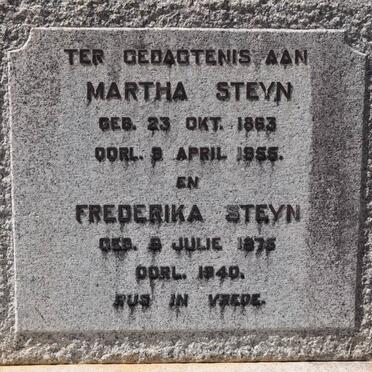 STEYN Martha 1863-1955 :: STEYN Frederika 1875-1940