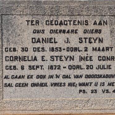 STEYN Daniel J. 1853-1951 &amp; Cornelia E. CONRADIE 1872-1954