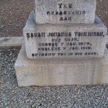 TOMLINSON Sarah Johanna nee UIJS 1875-1919