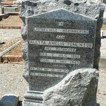 TOMLINSON Aletta Amelia nee ROTHMANN 1866-1949