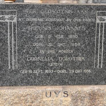 UYS Theunis Johannes 1890-1954 &amp; Cornelia Dorothea STEYN 1893-1956
