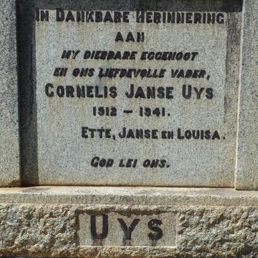 UYS Cornelis Janse 1912-1941