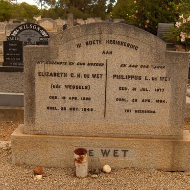 WET Philippus L., de 1877-1954 &amp; Elizabeth C.H. WESSELS 1880-1949