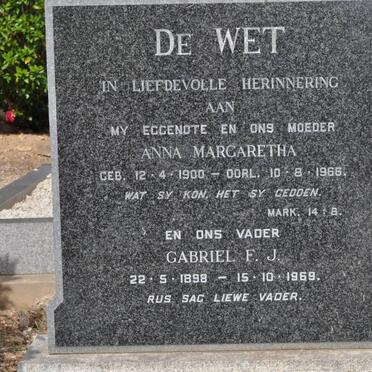 WET Gabriel F.J., de 1898-1969 &amp; Anna Margaretha 1900-1966