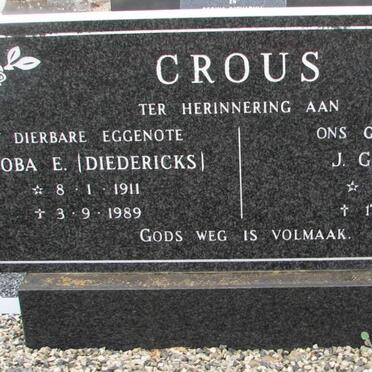 CROUS J.G.G. 1914-1992 &amp; Jacoba E. DIEDERICKS 1911-1989