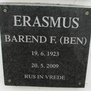 ERASMUS Barend F. 1923-2009