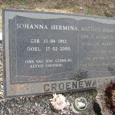 GROENEWALD Matthys Johannes 1903-1974 &amp; Johanna Hermina 1912-2000