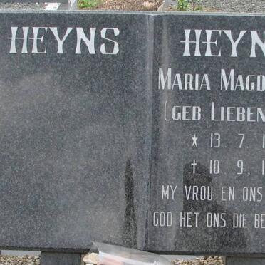 HEYNS Maria Magdalena nee LIEBENBERG 1948-1997