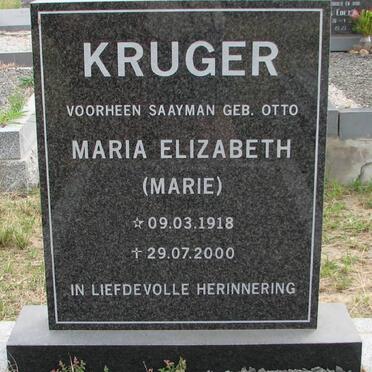 KRUGER Maria Elizabeth formerly SAAYMAN nee OTTO 1918-2000