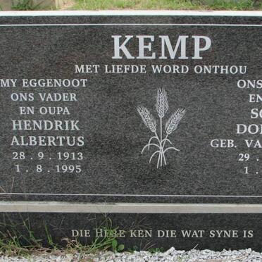 KEMP Hendrik Albertus 1913-1995 &amp; Sophia Dorothea VAN DEVENTER 1919-2009