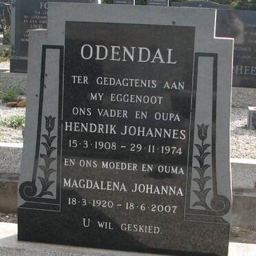 ODENDAL Hendrik Johannes 1908-1974 &amp; Magdalena Johanna 1920-2007