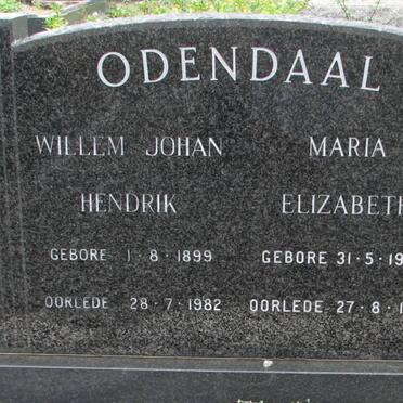 ODENDAAL Willem Johan Hendrik 1899-1982 &amp;  Maria Elizabeth 1909-1977