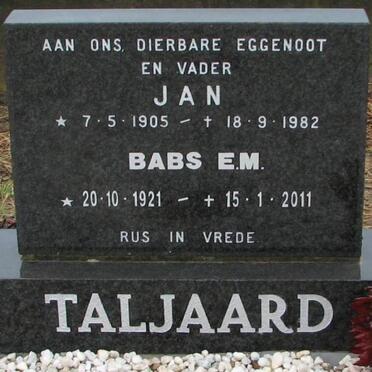 TALJAARD Jan 1905-1982 &amp; Babs E.M. 1921-2011