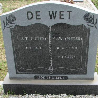 WET P.J.W., de 1910-1996 &amp; A.T. 1911-
