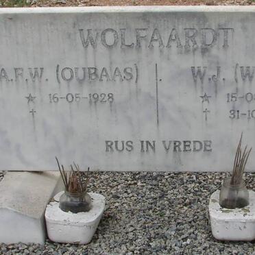 WOLFAARDT A.F.W. 1928- &amp; W.J. 1929-1998